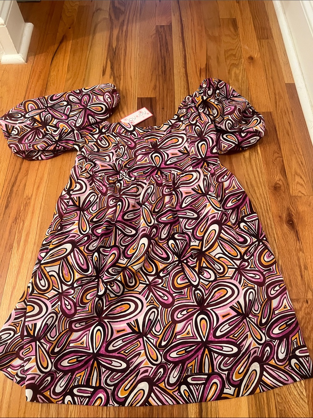 Joy Joy Multicolor Floral-Print Puff Sleeve Casual Dress
